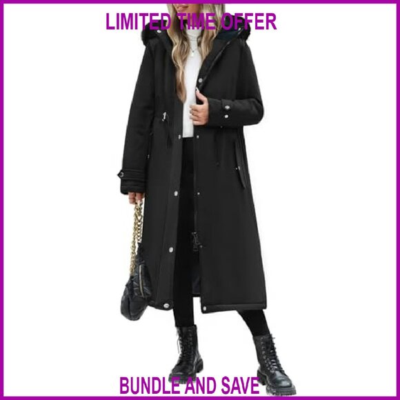 Long Winter Puffer Coat with Detachable Hood, Maxi Length, Windproof - Picture 2 of 8